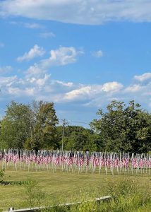 Flags for Heroes in front of Chateeau Hathorn in Warwick, NY